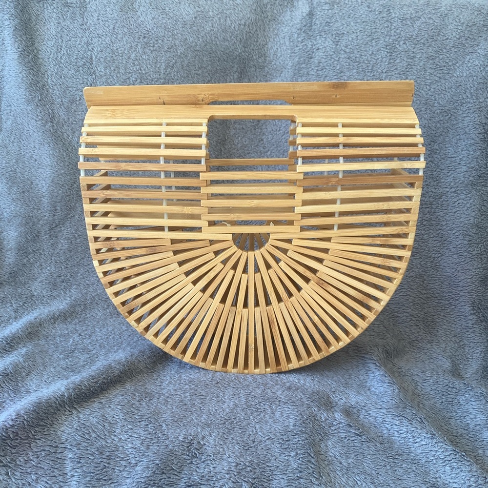 Bamboo Half-Moon Clutch Handbag